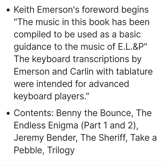 Emerson, Lake & Palmer music book - Picture 14 of 14